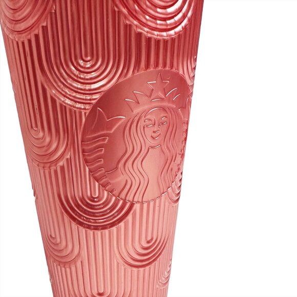 2022 STARBUCKS Venti Tumbler Cold Cup - 24oz - Pink Pearl Mermaid Scales - Picture 2 of 5
